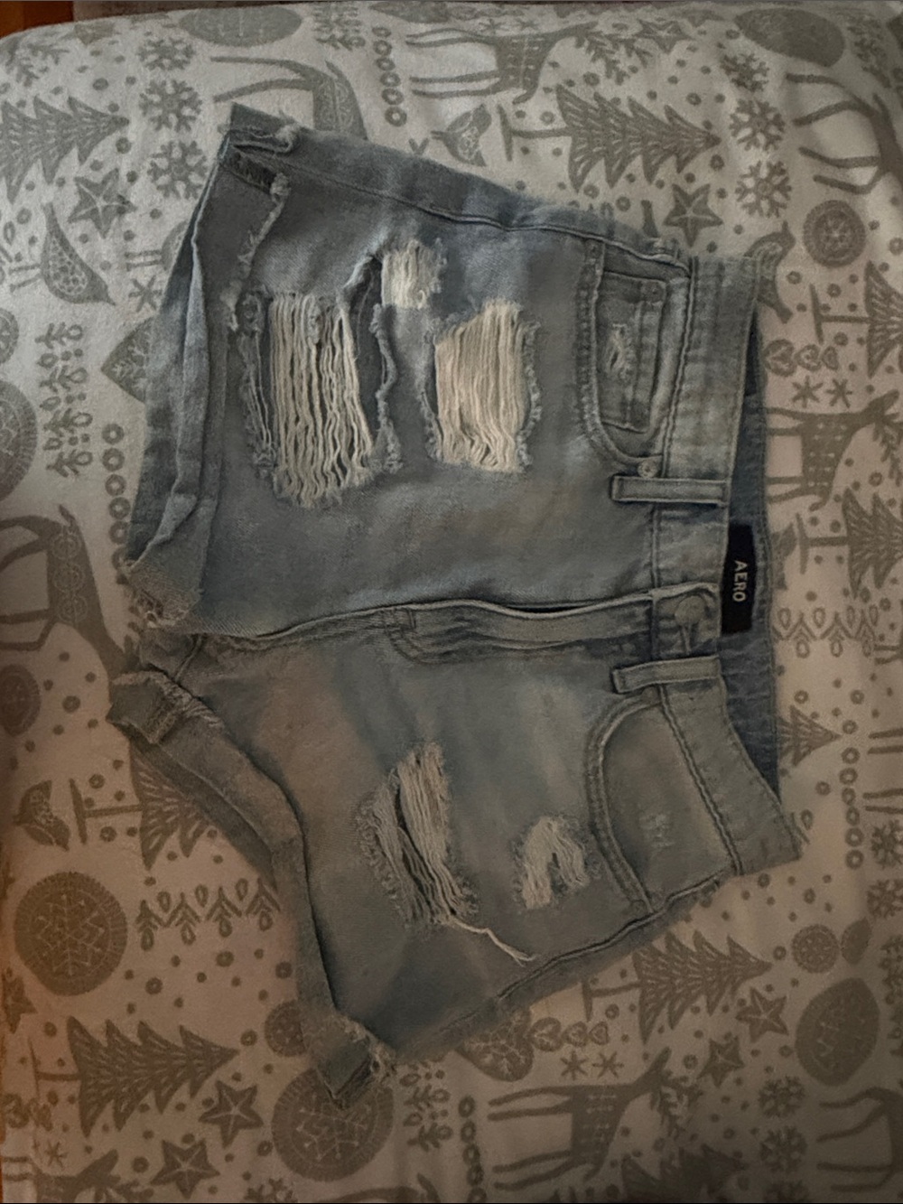 Distressed Light Blue Denim Jean Shorts - Women